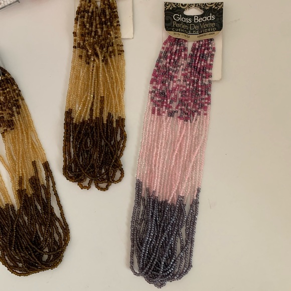 Lot Bundle of Seed Glass Beads brown/pink/orange/white/shiny black. NWT - Picture 3 of 4
